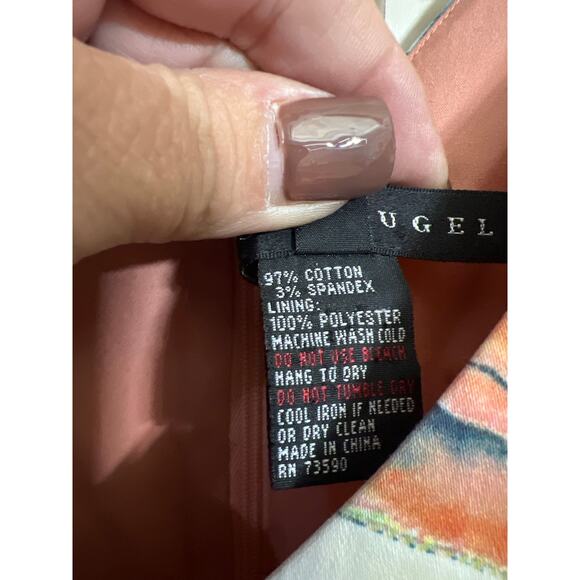 Yansi Fugel size 4 colorful leaf print sheath dress - Picture 3 of 4